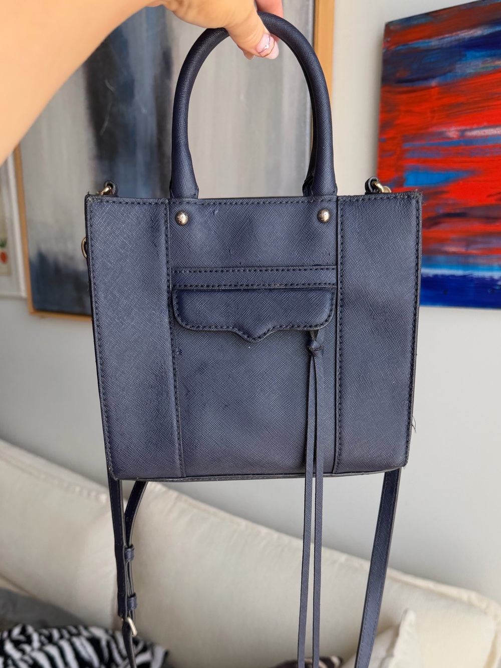 Rebecca Minkoff Mini MAB navy leather crossbody with strap - classic 2010s